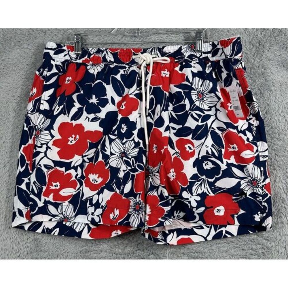 Brooks Brothers Men's Swim Trunk Shorts‎ Size Large Red Blue Floral Print